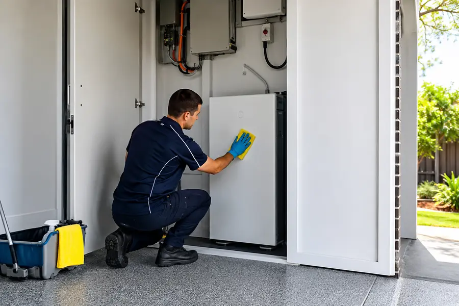 Cleaning Solar Battery Cupboards and Powerwalls Before Handover